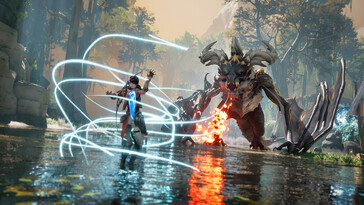 Image montrant un combat contre un dragon dans Eternal Strands.