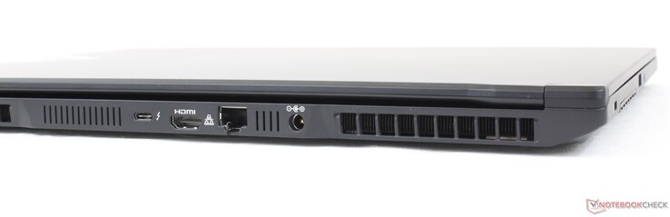 Arrière : USB-C avec Thunderbolt 4 + DisplayPort, HDMI 2.1, RJ-45 2.5-Gbit, adaptateur secteur