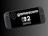 Nintendo Switch 2 avec le logo de la Gamescom (Source de l'image : Gamescom, Nintendo of America avec modifications)
