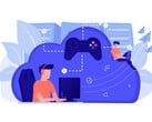 Illustration d'un jeu en nuage avec plusieurs utilisateurs connectés via une infrastructure centrale (Source de l'image : vectorjuice via Freepik)