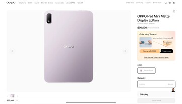 La fiche de l’Oppo Pad Mini sur le site d’Oppo Thailand, avec un prix provisoire, montre également que la seule configuration disponible dispose de 8 Go de RAM et de 256 Go de stockage