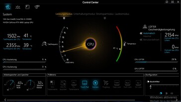 Centre de contrôle : modes de performance et autres