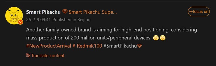Smart Pikachu partage un nouveau rapport sur la série Redmi K100