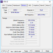 CPU-Z : mémoire.