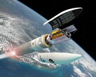 Image conceptuelle du déploiement en orbite du télescope spatial James Webb (ESA ; recadrage)