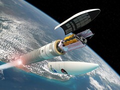 Image conceptuelle du déploiement en orbite du télescope spatial James Webb (ESA ; recadrage)