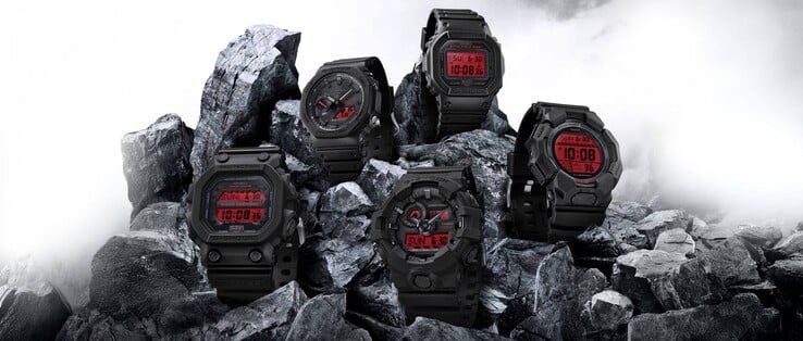 La série Casio Black and Bold Red comprend cinq montres. (Source de l'image : Casio)