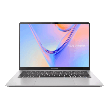 Asus Vivobook S14 vu de face avec son écran ouvert