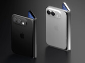 Une image conceptuelle de l'iPhone Fold en deux couleurs.