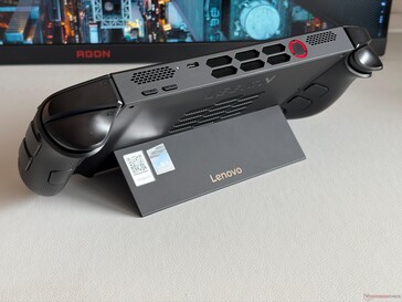 En haut : boutons de volume, USB-C 4.0 (40 GBit/s, DisplayPort, Power Delivery), bouton d'alimentation