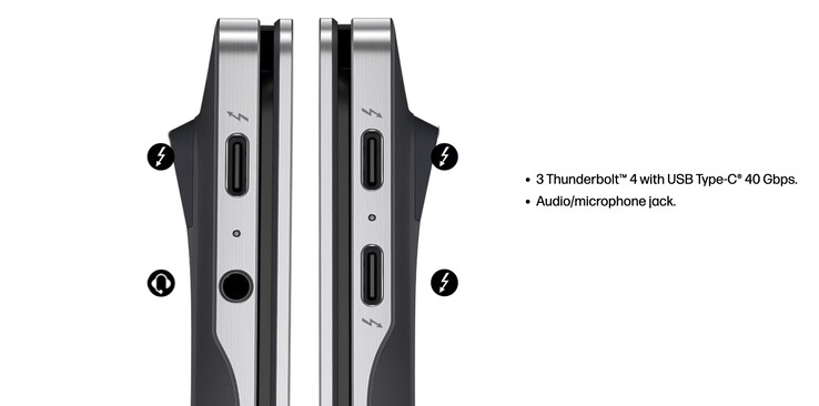 Le nouvel OmniBook Ultra 14 comporte quatre ports.