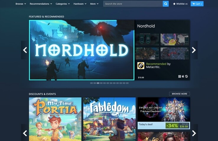 Le Steam Store dispose désormais d'une nouvelle barre de menu centrale (Source de l'image : Steam)