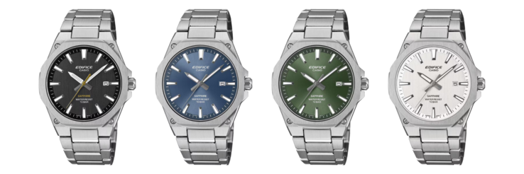 De gauche à droite : les montres Casio Edifice EFR-SE108D-1A, EFR-SE108D-2A, EFR-SE108D-3A et EFR-SE108D-7A
