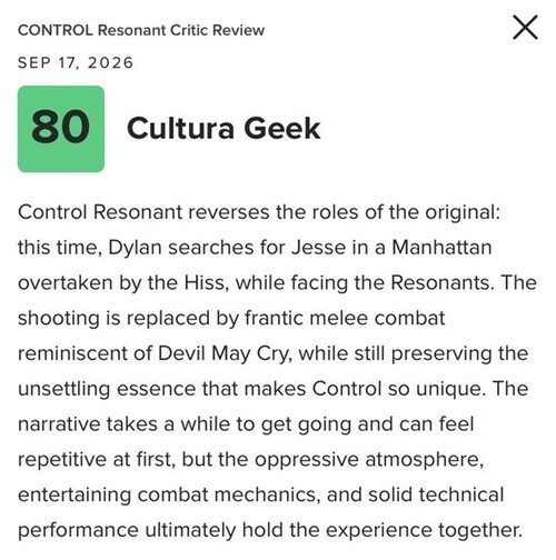Résumé de la critique de « Control Resonant » divulgué