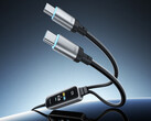 Le câble de recharge rapide 2-en-1 peut fournir jusqu’à 140 W de puissance. Sur la photo : une image promotionnelle montrant les deux ports de sortie USB-C.