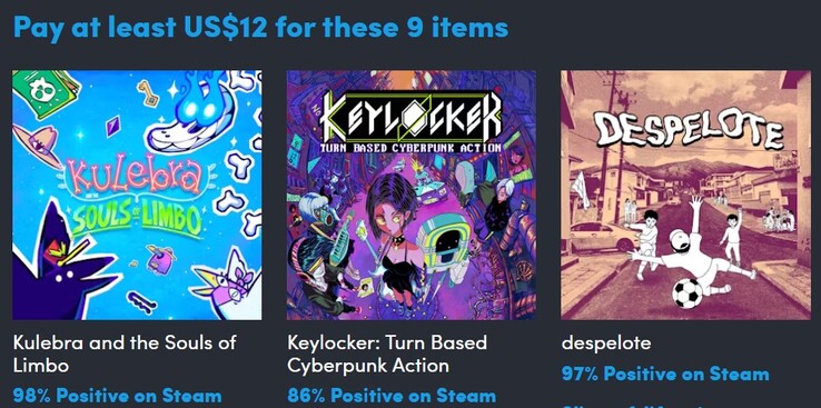 Image décorative. En payant 12 $, vous obtenez 9 articles (Source de l'image : Humble Bundle)