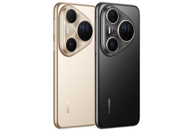 Le Huawei Pura 80 Ultra dans les finitions classiques noir et or (Image source : Huawei)
