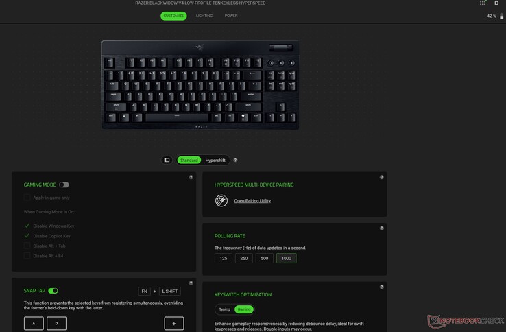 Le BlackWidow V4 HyperSpeed TKL Synapse personnalisation