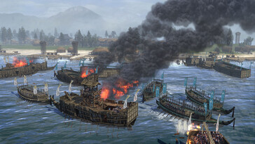 Une image représentant une bataille navale dans Total War : Shogun 2.