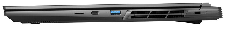 Côté droit : lecteur de carte microSD, Thunderbolt 4/USB 4 (USB-C ; Power Delivery, DisplayPort), USB 3.2 Gen 1 (USB-A), emplacement pour un verrou de câble