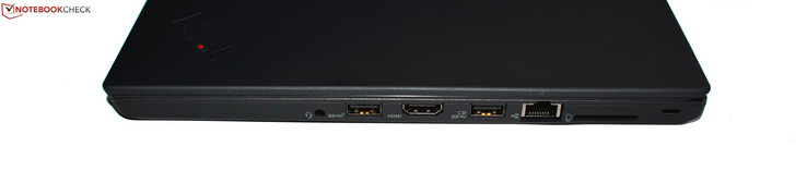 Côté droit : combo audio, USB A 3.1 Gen 2, HDMI, USB A 3.0, Ethernet RJ45, lecteur de carte SD, verrou de sécurité Kensington.