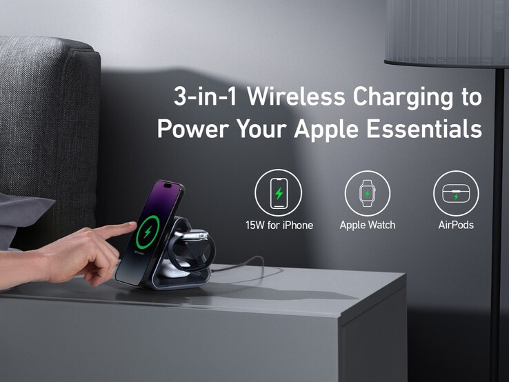 Le chargeur Anker 737 MagGo (3-in-1 Station) peut charger trois appareils Apple simultanément. (Source de l'image : Anker)