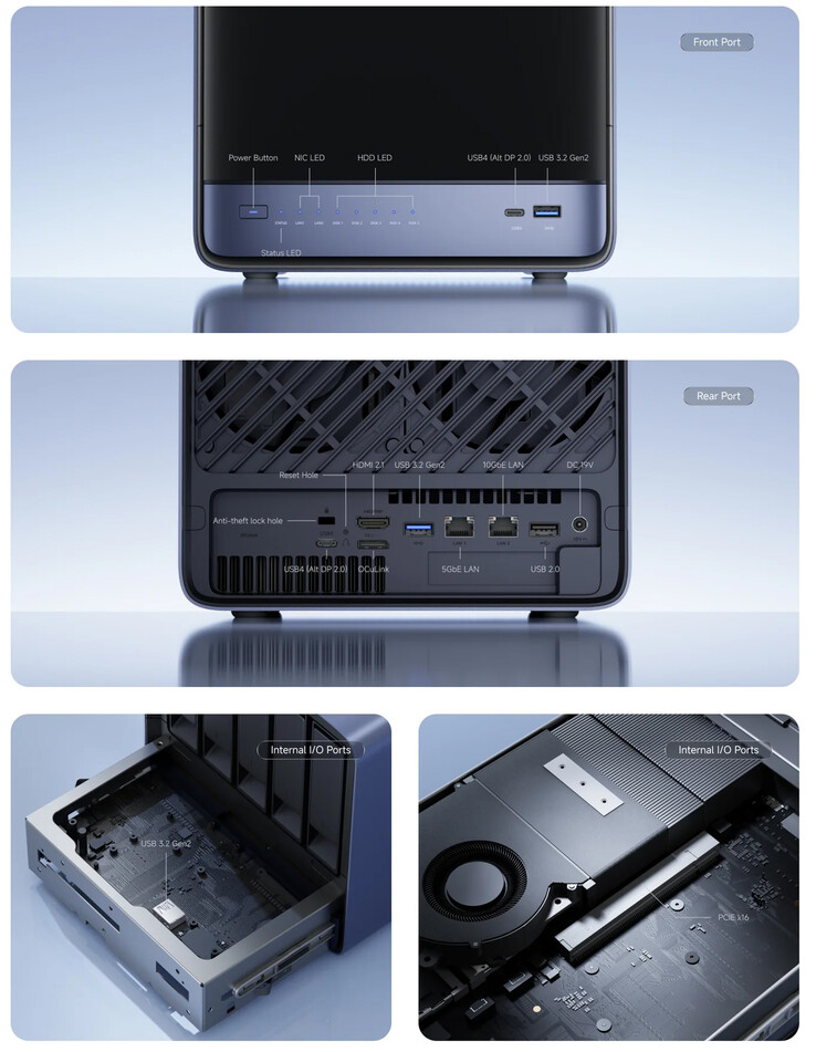 Ports de connectivité du NAS N5 Air AI (Image source : Minisforum)
