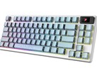 MSI Forge GK600 TKL Wireless Topo Blue edition avec des contours topographiques superposés sur des touches PBT bleues. (Source de l'image : MSI)