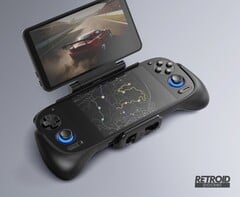 Le Retroid Dual Screen Add-On attaché à un Retroid Pocket 5. (Source de l&#039;image : Retroid)