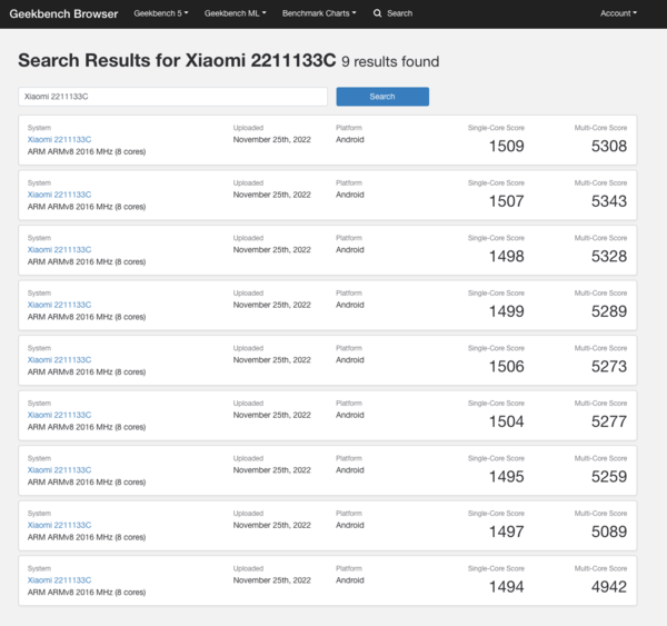 (Fuente de la imagen: Geekbench)