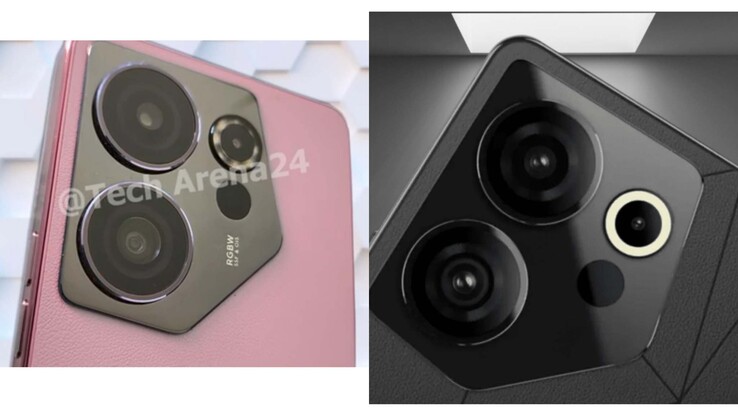 L'image réelle du Camon 20 Premier 5G (à gauche) et un rendu de sa version noire présumée (à droite). (Source : TheCluesTech)