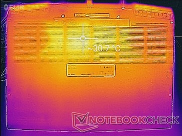 Alienware m15 - Relevé thermique : Système au ralenti (au-dessous).