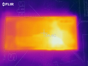 Galaxy Note 10+ - Relevé thermique au-dessous de l'appareil en cas de sollicitations soutenues.