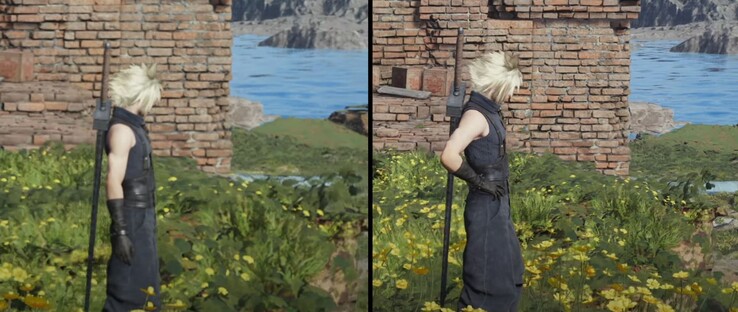 La PS5 de Sony et la PS5 Pro en mode performance - une énorme différence de qualité en effet. (Source de l'image : Digital Foundry via YouTube)