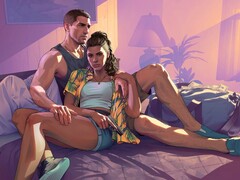 Illustration officielle de GTA 6 montrant les deux protagonistes Jason et Lucia. (Source de l&#039;image : Rockstar)