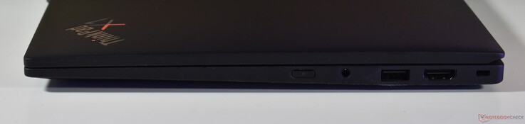 à droite : Audio 3,5 mm, Audio 3,5 mm, USB-A 3.2 Gen 1, HDMI, Verrouillage Kensington