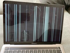 Un écran de MacBook cassé est coûteux à réparer et rend généralement l&#039;ordinateur portable inutilisable (Image : 9to5mac)