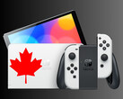 Nintendo Switch OLED avec feuille d'érable canadienne (Source de l'image : Nintendo of Canada avec modifications)