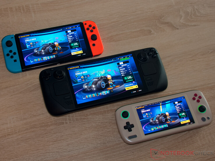 Comparaison des tailles - Nintendo Switch OLED, Steam Deck OLED, Ayaneo Air 1S