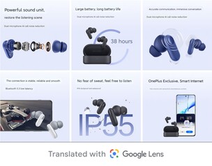 Principales caractéristiques des écouteurs (Image source : OnePlus)