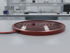 Image conceptuelle d'un panneau solaire circulaire sur une table de laboratoire (Source de l'image : image générée par l'IA)