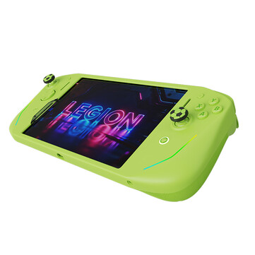 La manette verte Lenovo Legion G9 est livrée avec des capuchons de manche à balai.