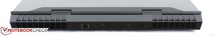 Arrière: Gigabit RJ-45, mDP 1.2, USB Type-C + Thunderbolt 3, HDMI 2.0, Alienware Graphics Amplifier, prise secteur