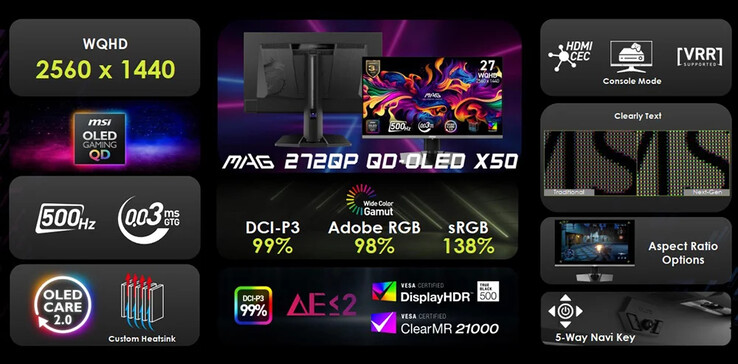 Le MSI MAG 272QP X50. (Source de l'image : MSI)