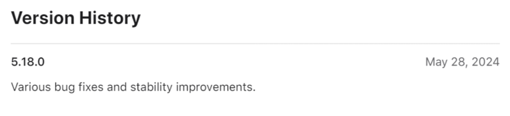 Le journal des modifications de la version 5.18.0 de l'application Philips Hue. (Source de l'image : Philips Hue)