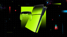 Contrôleur sans fil Remix Green Hyperpop DualSense et housse de console PS5. (Source de l'image : PlayStation)