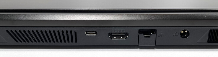 Arrière : USB-C Thunderbolt 4 (avec DisplayPort, sans Power Delivery), HDMI 2.1, port LAN 2,5 Gb/s, connecteur d'alimentation