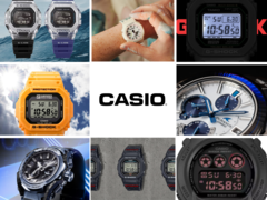 Une multitude de montres ont été ajoutées à la boutique en ligne de Casio en mai. Sur la photo, 9 modèles différents lancés ce mois-ci, avec le logo Casio au milieu (Source de l'image : Casio - Edited)