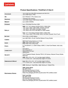 Principales caractéristiques du ThinkPad L13 Gen 6 (Source : Lenovo)