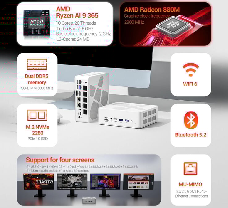 Principales caractéristiques du mini-PC (Source : Firebat)